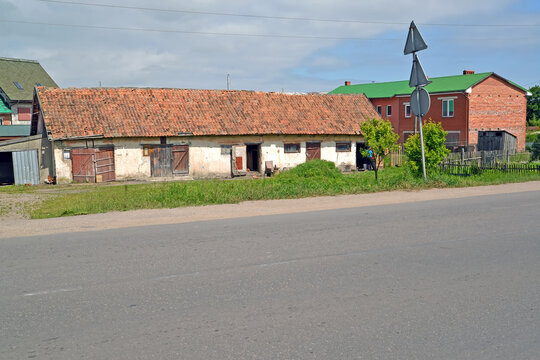 Public stone barn of German construction. Polessk, Kaliningrad region