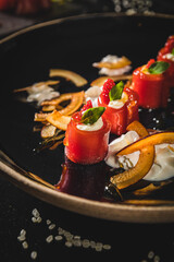 Perfect Sushi Japanese Asian Seafood Food Dish Menu Gourmet Restaurant Chef on Dark Background