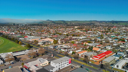 ROTORUA, NEW ZEALAND - SEPTEMBER 5, 2018: Aerial view of Countdown supermarket and car parking