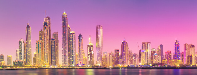 Dubai Marina bay view from Palm Jumeirah, UAE