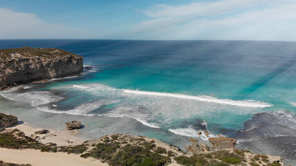Pennington Bay is a wonderful beach in Kangaroo Island, South Australia. Aerial view from drone