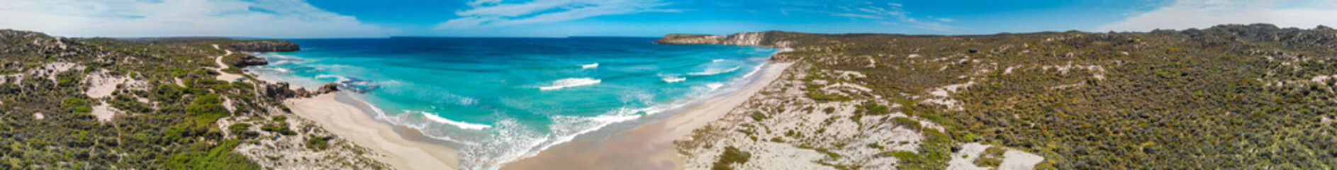 Pennington Bay is a wonderful beach in Kangaroo Island, South Australia. Aerial view from drone