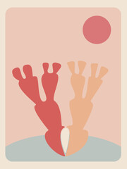 Obraz premium Landscape with two coral twigs in nude tones