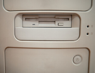 Front panel of vintage computer case backdrop