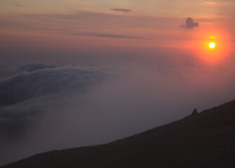 Foggy sunrise at Babia Góra