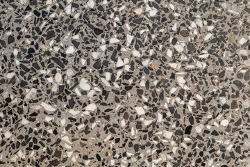 Terrazzo texture backgound. Old grunge marbled stone floor in white, grey, black color.