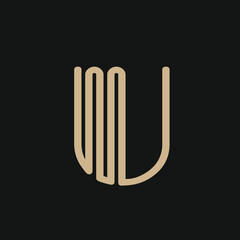 Letter U logo.Typographic icon.Lettering sign isolated on dark background.Alphabet initial.Modern, design, geometric, web, corporate style.