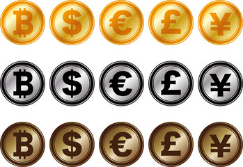 コインのイラスト素材集