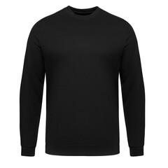 Black sweatshirt template. Pullover with long sleeve, clipping path, mockup for design and print. Mens sweatshirt front isolated on white background
