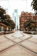 tram stop in the city
