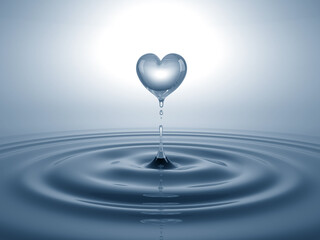 Heart shaped water splash. Conceptual symbol. 3D illustration