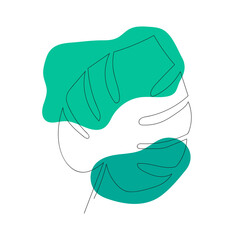 
line art of monstera flower on white background