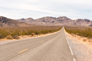 Highway in the scenic landscape of the Desert Valley