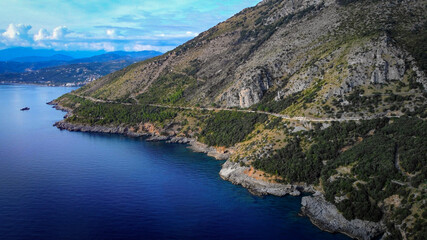 Amazing landscape at the west coast of Italy in the region of Sapri Salerno - aerial view - travel photography
