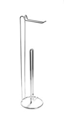 Empty toilet paper holder on white background