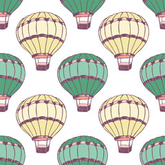 Cartoon hot air balloons  illustration vector seamless patter.
