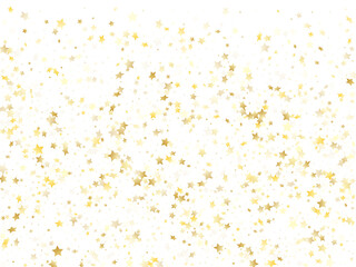 Flying gold star sparkle vector with white background.