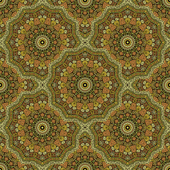Round medallion vector seamless pattern.