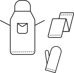 Vector outline illustration of kitchen textiles for design