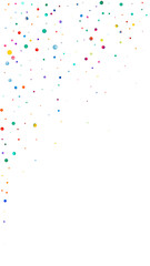 Watercolor confetti on white background. Alive rainbow colored dots. Happy celebration high colorful bright card. Stunning hand painted confetti.