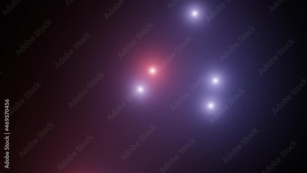 Poster glowing blue and red lights dots movement on dark dimmed screen seamless loop abstract minimalistic 