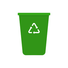 Recycle bin with recycling symbol logo. Isolated on white background. Vector illustration.