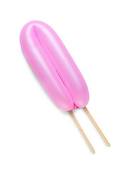 Beautiful balloon with sticks on white background