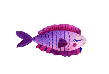 watercolor fish on a white background fantasy 