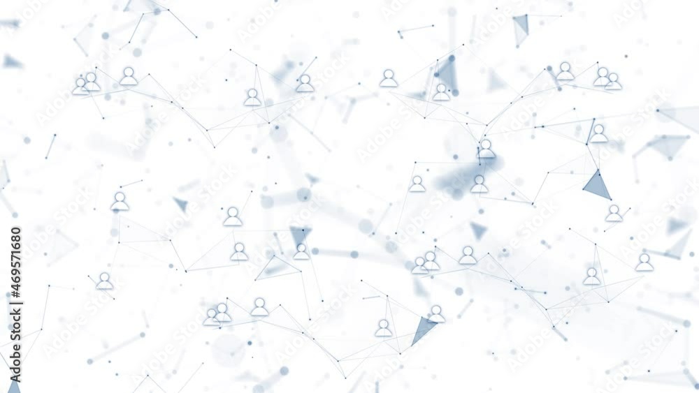 Poster person icons connection network seamless loop background isolated on white. concept people and busin