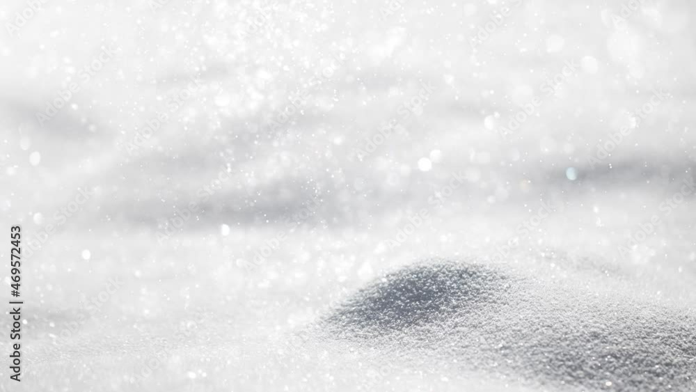 Poster seamless loop snow winter landscape closeup with bokeh and falling snow glitter particles beautiful 