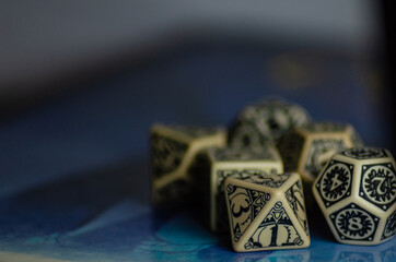 8-sided dice for role-playing. Selective focus. board game concept