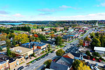 Aerial view of Orangeville, Ontario, Canada downtown