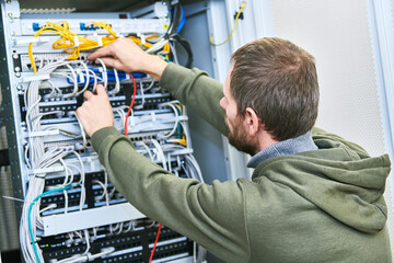 network engineer admin works with server equipment