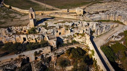 The aqueduct of Gravina in Puglia - a famous landmark and filming location in Italy - aerial view - travel photography