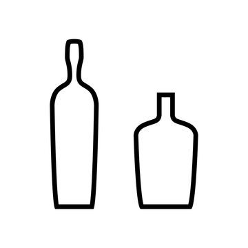 Wine or Alcoholic Drink Liquor Bottle Icon Set Sign. Vector Image.