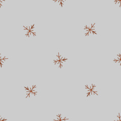Hand Drawn Snowflakes Christmas Seamless Pattern. Subtle Flying Snow Flakes on chalk snowflakes Background. Artistic chalk handdrawn snow overlay. Imaginative holiday season decoration.