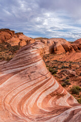 Iconic Fire Wave rock formation in the Valley of Fire State Park, Nevada