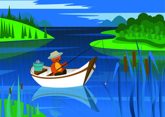 Fishing. Vector graphics for tourism advertising