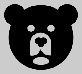 Bear head vector icon. An isolated flat icon illustration of bear head with nobody.