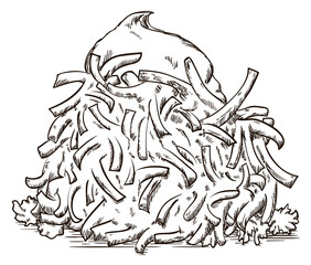 Delicious latke with sour cream in hand drawn style, Vector illustration