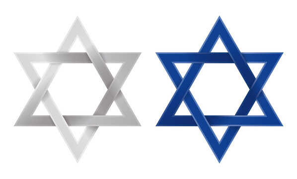 Set with silver and blue Stars of David, Vector illustration