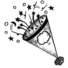 Vector hand-drawn illustration of a festive hat, doodle style