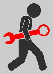 Guy steal wrench vector illustration. An isolated flat icon illustration of guy steal wrench with nobody.