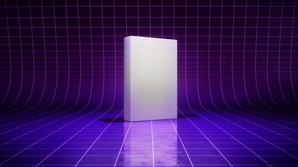 Retro software box, digital products template. A 3D rendering mock up ideal for music apps, plugins, synths or even video games