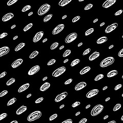 Round doodle seamless background. Handwriting pen pattern for fabric.
