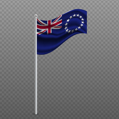 Cook Island waving flag on metal pole.