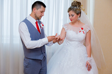 Beautiful and romantic wedding, groom and bride! Family and Marriage. Creation of a family, marriage! Engagement ring