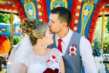 Beautiful and romantic wedding, groom and bride! Family and Marriage. Creation of a family, marriage! Engagement ring