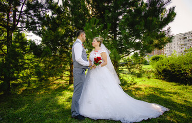 Beautiful and romantic wedding, groom and bride! Family and Marriage. Creation of a family, marriage! Engagement ring