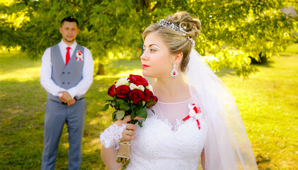 Beautiful and romantic wedding, groom and bride! Family and Marriage. Creation of a family, marriage! Engagement ring